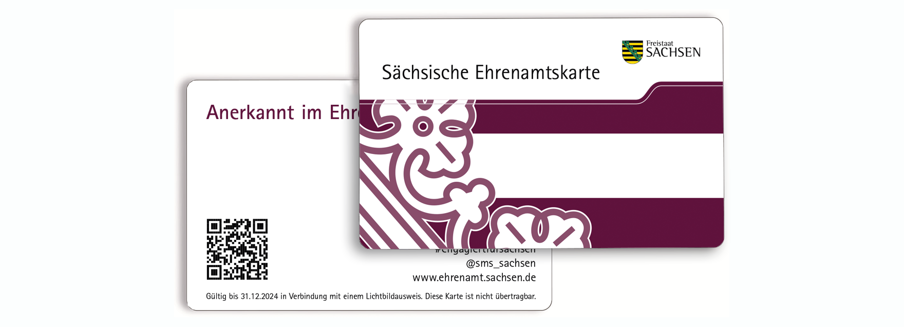 Ansicht Sächsische Ehrenamtskarte der 4. Auflage in Grün-Gold-Grau